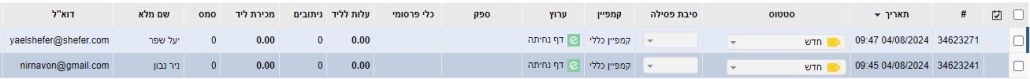 עדכון לידים ב Lead Manager